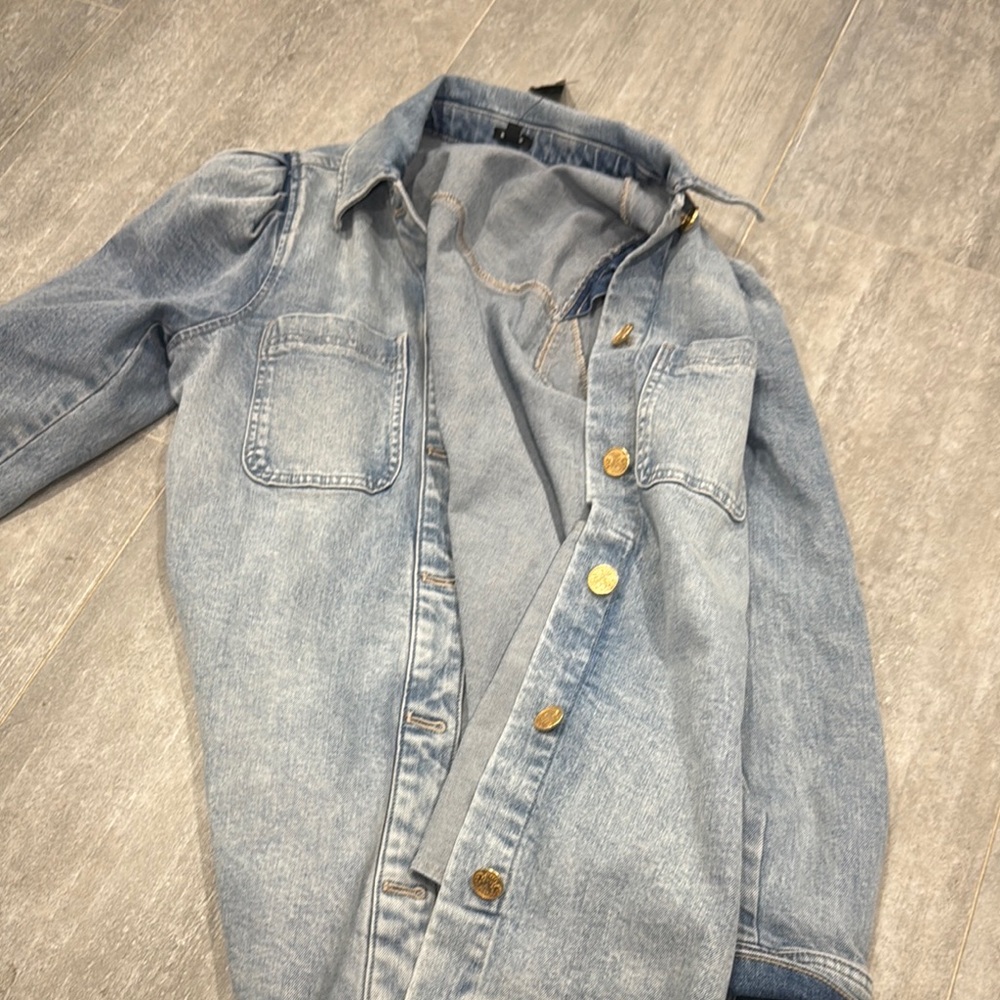Express Denim Shirt with Gold Accents